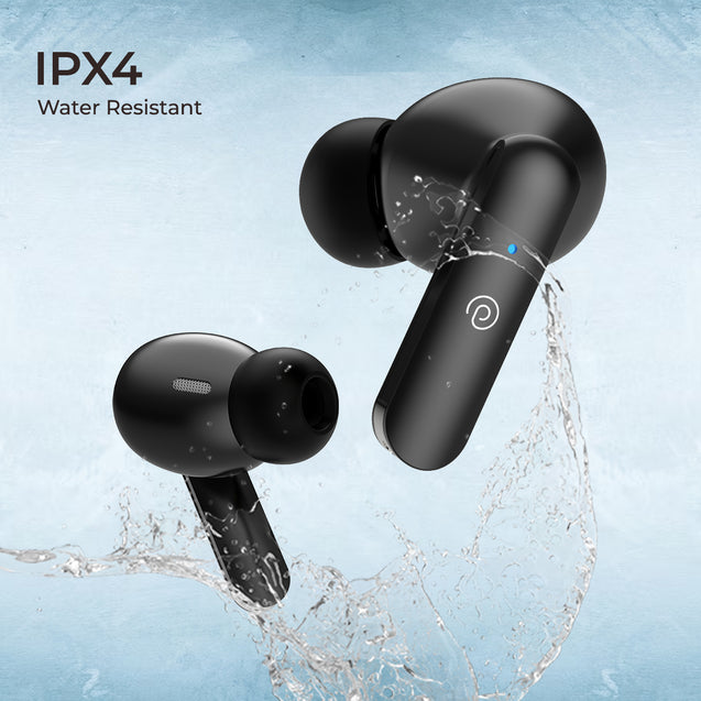 pTron Bassbuds Joy in-Ear Wireless Earbuds, Immersive Sound, 32Hrs Playtime, Clear Calls TWS Earbuds, Bluetooth V5.1 Headphone, Type-C Fast Charging, Voice Assist & IPX4 Water Resistant (Black)