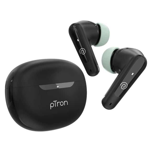 pTron Basspods Mojo TWS Earbuds (Black & Green)