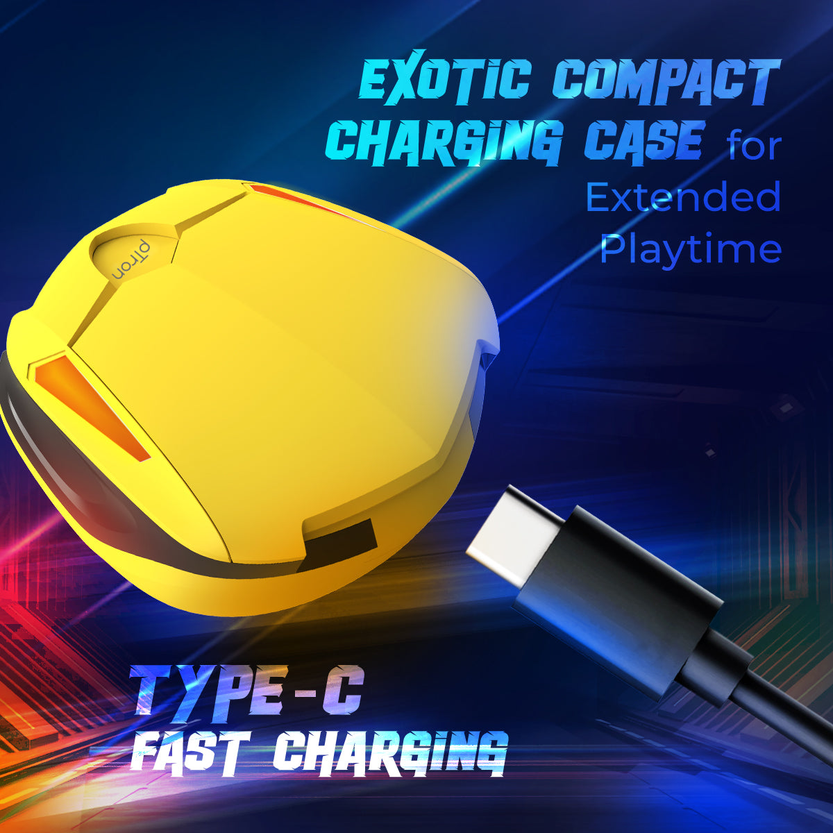 pTron Basspods Flare Gaming TWS Earbuds (Yellow)