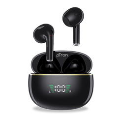 pTron Basspods P681 TWS Earbuds with TruTalk AI-ENC Calls, Hypnotic Sound, 28Hrs Playtime, Music/Game Modes, Bluetooth 5.3 in-Ear Wireless Headphones, Pinch Touch Control, Type-C Charge (Pearl Black)