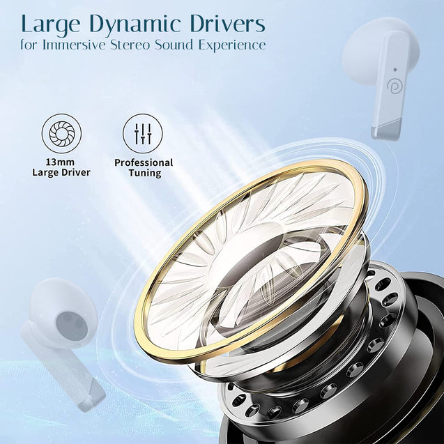 pTron Bassbuds Tunes 5.1 Bluetooth Truly Wireless in Ear Earbuds with Mic 25Hrs Playtime, 13Mm Dynamic Driver, Immersive Audio, Touch Control, Voice Assistance, Ipx4 & Type-C Charging (White)