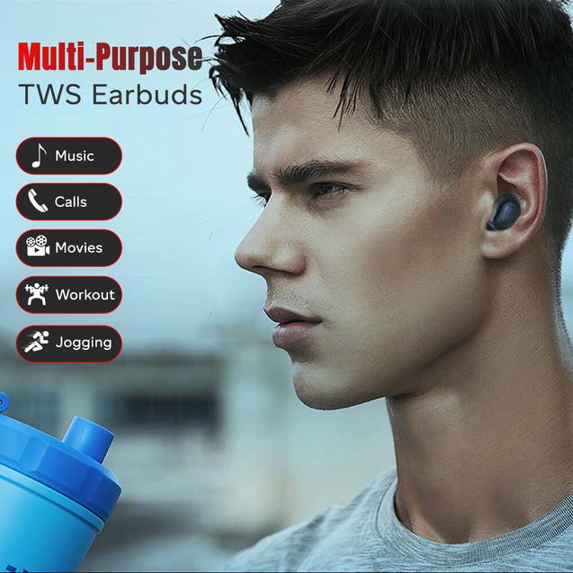 pTron Bassbuds Indie TWS Earbuds with Mic (Red & Black)