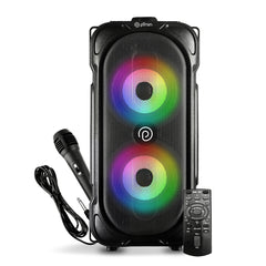 pTron Fusion Party 40W Karaoke Bluetooth Party Speaker with 3M Wired Microphone, Dual Drivers, RGB Lights, USB/SD Card/FM Radio Playback, Auto TWS Function & Remote Control (Black)
