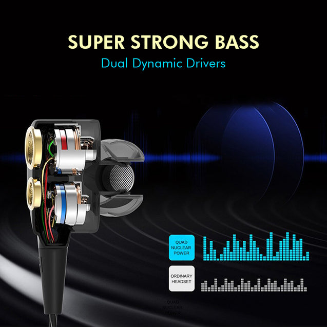 pTron BT Boom 4D Earphones - Gold/Black