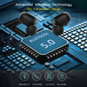 pTron Bassbuds Pro in-Ear True Wireless Bluetooth 5.0 Headphones with Deep Bass, Touch Control Earbuds with IPX4 Water & Sweat Resistance, Digital Display Case, Earphones with Built-in Mic - (Black)