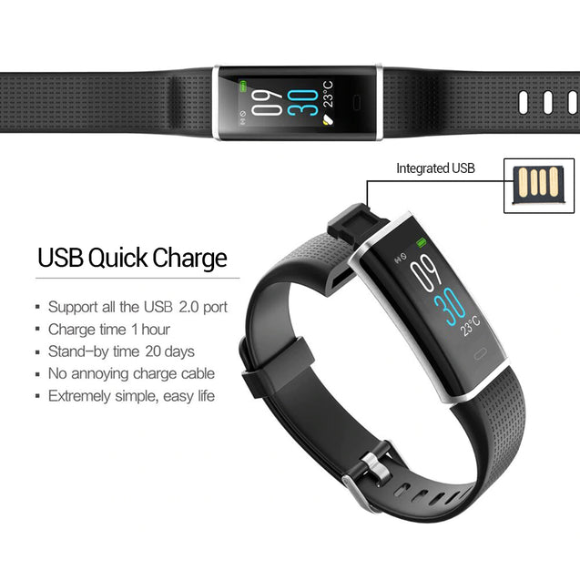 pTron Pulse Fitness Band with Heart Rate Monitor, 0.96” Color Touch Display, IP67 Waterproof, 5-7 Days Run-time, Pedometer, Sleep Monitor, Blood Pressure, Sedentary Remind (Silver & Black)