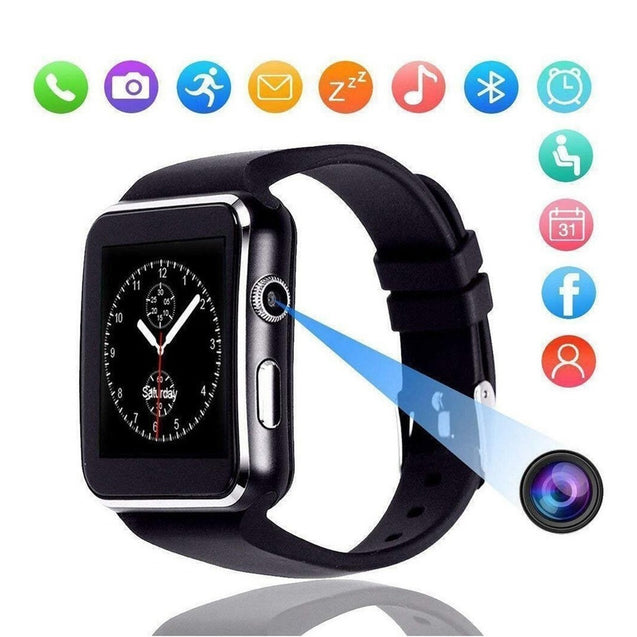 pTron Rhythm Smartwatch, 1.54” Curved Color Screen, Touch Display, 0.8MP Camera, SIM & TF Card Support, Lightweight Smart Watch with Pedometer, Sleep Monitor, Sedentary Remind & Notifications (Black)