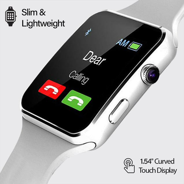 pTron Rhythm Smartwatch, 1.54” Curved Color Screen, Touch Display, 0.8MP Camera, SIM & TF Card Support, Lightweight Smart Watch with Pedometer, Sleep Monitor, Sedentary Remind & Notifications (White)