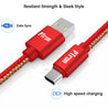 pTron Indigo Type-C USB Cable, 2.1A Fast Charging Denim Cable & 1-Meter Long USB Cable - (Red)