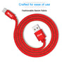 pTron Indigo Type-C USB Cable, 2.1A Fast Charging Denim Cable & 1-Meter Long USB Cable - (Red)