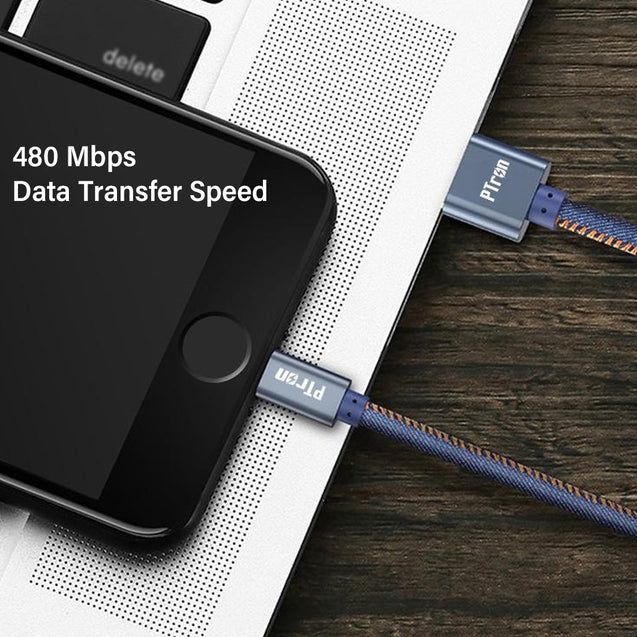 pTron Indigo Type-C USB Cable, 2.1A Fast Charging Denim Cable & 1-Meter Long USB Cable - (Blue)