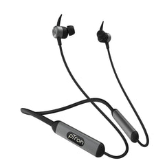 pTron Bluetooth Wireless in Ear Earphones with Mic, 18Hrs Playback, Type-C Fast Charging, Bluetooth 5.0, Deep Bass, Tangent Plus V2, Snug-Fit, Voice Assistance, with mic (Black & Grey)