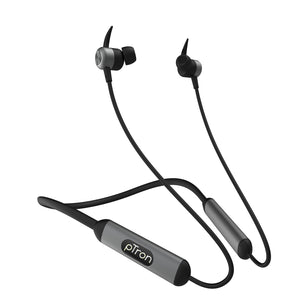 pTron Bluetooth Wireless in Ear Earphones with Mic, 18Hrs Playback, Type-C Fast Charging, Bluetooth 5.0, Deep Bass, Tangent Plus V2, Snug-Fit, Voice Assistance, with mic (Black & Grey)