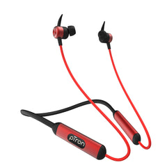 pTron Bluetooth Wireless in Ear Earphones with Mic, 18Hrs Playback, Type-C Fast Charging, Bluetooth 5.0, Deep Bass, Tangent Plus V2, Snug-Fit, Voice Assistance, with mic (Black & Red)