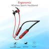 pTron Bluetooth Wireless in Ear Earphones with Mic, 18Hrs Playback, Type-C Fast Charging, Bluetooth 5.0, Deep Bass, Tangent Plus V2, Snug-Fit, Voice Assistance, with mic (Black & Red)