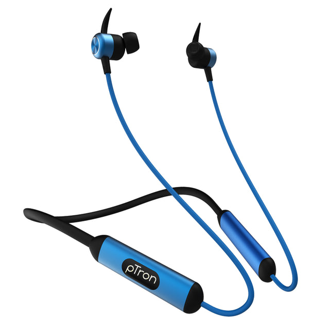 pTron Bluetooth Wireless in Ear Earphones with Mic, 18Hrs Playback, Type-C Fast Charging, Bluetooth 5.0, Deep Bass, Tangent Plus V2, Snug-Fit, Voice Assistance, with mic (Black & Blue)