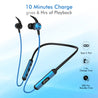 pTron Bluetooth Wireless in Ear Earphones with Mic, 18Hrs Playback, Type-C Fast Charging, Bluetooth 5.0, Deep Bass, Tangent Plus V2, Snug-Fit, Voice Assistance, with mic (Black & Blue)