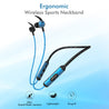 pTron Bluetooth Wireless in Ear Earphones with Mic, 18Hrs Playback, Type-C Fast Charging, Bluetooth 5.0, Deep Bass, Tangent Plus V2, Snug-Fit, Voice Assistance, with mic (Black & Blue)