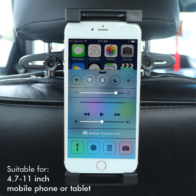pTron Mount ST4B Universal 360° Rotating Car Back Seat Headrest Mobile & Tablet Mount Holder, Compatible with 4.7-11" Width Devices, Firm Grip on Device & Easy Install (Black)