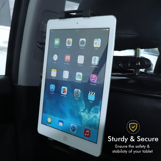pTron Mount ST4B Universal 360° Rotating Car Back Seat Headrest Mobile & Tablet Mount Holder, Compatible with 4.7-11" Width Devices, Firm Grip on Device & Easy Install (Black)