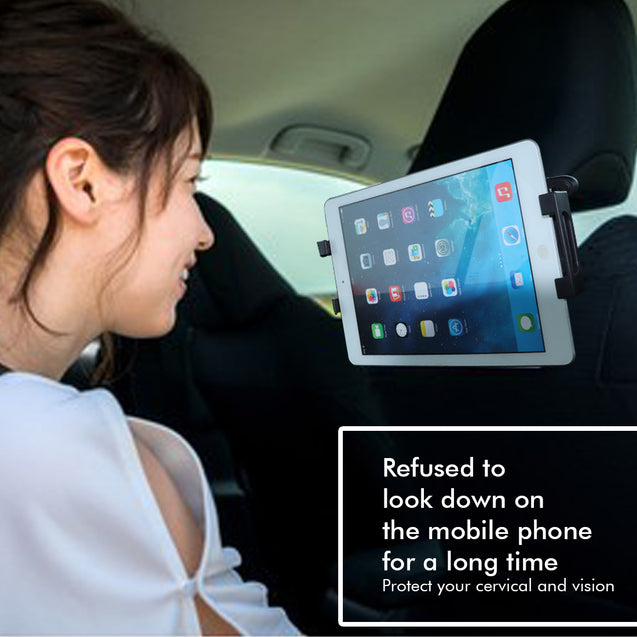 pTron Mount ST4B Universal 360° Rotating Car Back Seat Headrest Mobile & Tablet Mount Holder, Compatible with 4.7-11" Width Devices, Firm Grip on Device & Easy Install (Black)