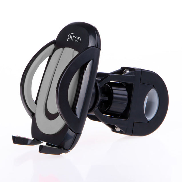 pTron Mount ST2W Universal Phone Holder Stand with 360° Rotating Handlebar, Secure & Sturdy, Anti-Shake & Stable Cradle Clamp, Easy Install for Maps & GPS Navigation (Black)