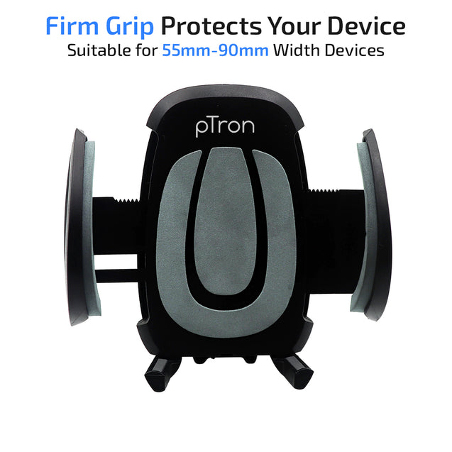 pTron Mount ST2W Universal Phone Holder Stand with 360° Rotating Handlebar, Secure & Sturdy, Anti-Shake & Stable Cradle Clamp, Easy Install for Maps & GPS Navigation (Black)