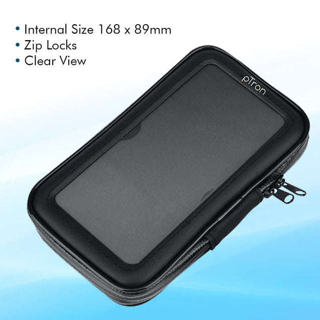 pTron Shock & Dustproof Handlebar Mount ST2B Waterproof Zip Pouch Mobile Phone Holder Case with Touch Screen, 360° Rotation for Bike/Cycle (Black)