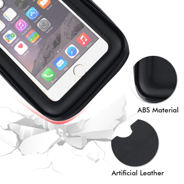 pTron Shock & Dustproof Handlebar Mount ST2B Waterproof Zip Pouch Mobile Phone Holder Case with Touch Screen, 360° Rotation for Bike/Cycle (Black)