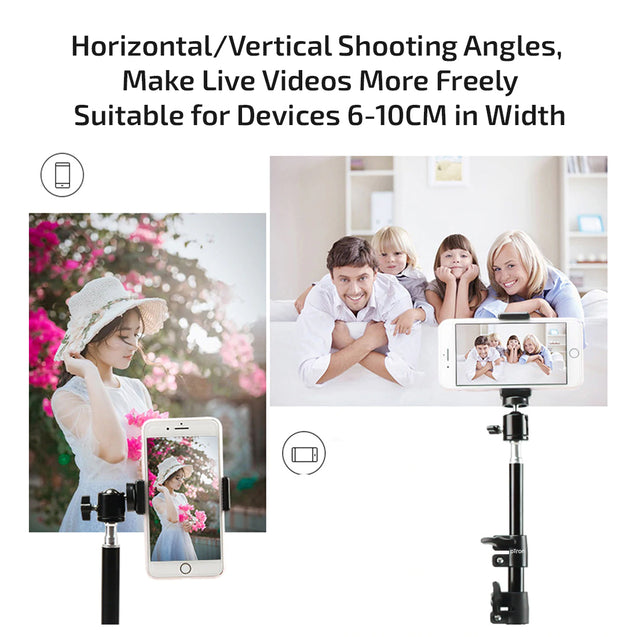pTron Glam Elite Portable 82 inch Long Tripod Stand with Bluetooth Remote, Adjustable Mobile Holder, Standard 1/4" Thread, Universal Lightweight Aluminium Tripod for Smartphones & Cameras (Black)