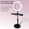 ptron Mount Dsx3 Desktop Mobile Phone Tabletop Stand with 16 Cm Selfie Ring Light, 3 Light Modes, 3 Mobile Clips, 360° Rotating Clips, 42-52 Centimeter Height & 1.85M USB Power Cable (Black)