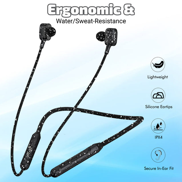 pTron Tangent Duo with 15Hrs Playback, Bluetooth 5.0 Wireless Headphones with Deep Bass, Hi-Fi Stereo Sound, IPX4 Water Resistance, Snug-fit, Voice Assistance, HD Mic & Music & Call Controls (Black)