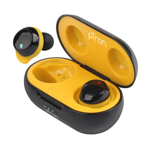 pTron Bassbuds Evo Bluetooth Truly Wireless in Ear Earbuds with mic (Black & Yellow)