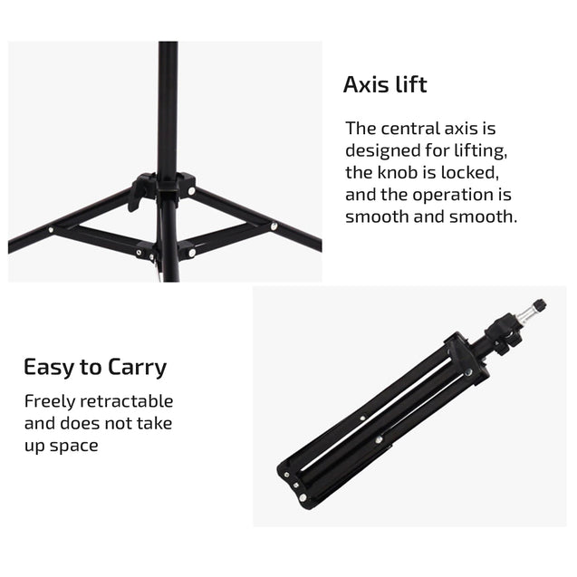 pTron Tabletop Glam Elite Portable 82" Long Stand, Adjustable Mobile Holder, 5Kg Load Capacity, Standard 1/4" Thread, Universal Aluminium Stand for Smartphones (Black)