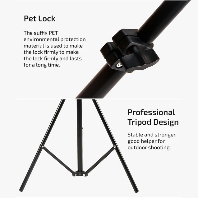 pTron Tabletop Glam Elite Portable 82" Long Stand, Adjustable Mobile Holder, 5Kg Load Capacity, Standard 1/4" Thread, Universal Aluminium Stand for Smartphones (Black)