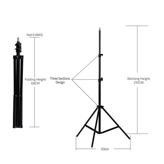 pTron Tabletop Glam Elite Portable 82" Long Stand, Adjustable Mobile Holder, 5Kg Load Capacity, Standard 1/4" Thread, Universal Aluminium Stand for Smartphones (Black)