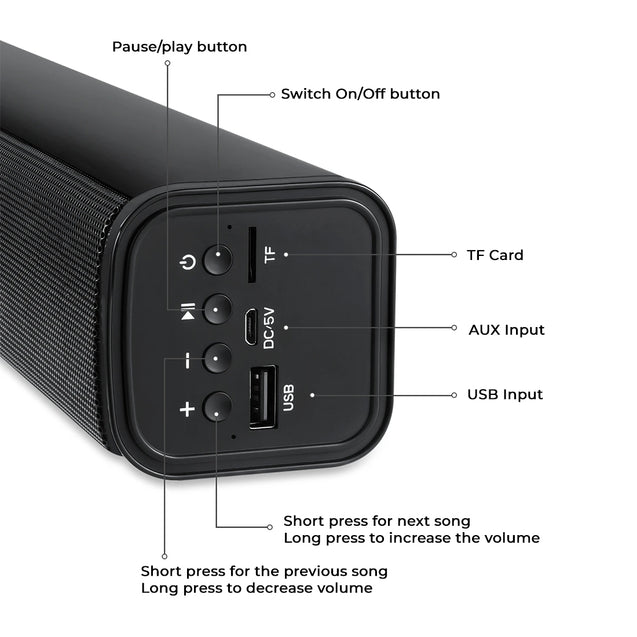 pTron Fusion Evo 10W BT Soundbar (Black)