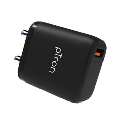 pTron Volta FC11 QC3.0 18W USB Smart Charger, Compatible with VOOC Dash & WARP, BIS Certified, Auto-detect Technology, Made in India Fast Charging Power Adaptor Without Cable (Black)
