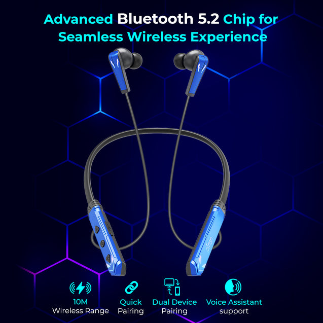 pTron Tangent Jade BT Neckband - Black & Blue