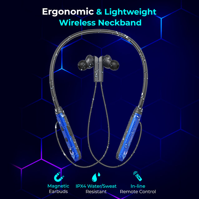 pTron Tangent Jade BT Neckband - Black & Blue