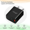 pTron Volta FC15 20W Dual Port USB & Type-C (PD) Fast Charger, BIS Certified Wall Adapter for iPhone 12/12 Pro/12 Mini/12 Pro Max/11/XS/XR/X/8/Plus, iPad Pro, Galaxy 10/9/8 (Cable Not Included, Black)