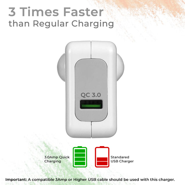 pTron Volta FC16 30W QC3.0 Smart USB Charger Compatible with OnePlus Nord CE/10Pro/N100/N10/9/9 Pro/8Pro/8/7T/7T, Made in India Fast Charging Adapter for All iOs/Type-C Devices (Adapter Only) White