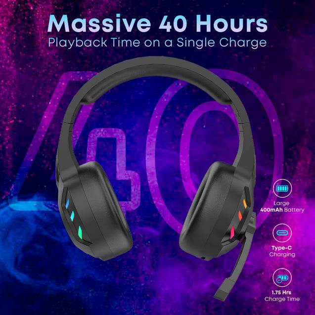 pTron Studio Pixel Over-Ear Gaming BT Headset (Black)