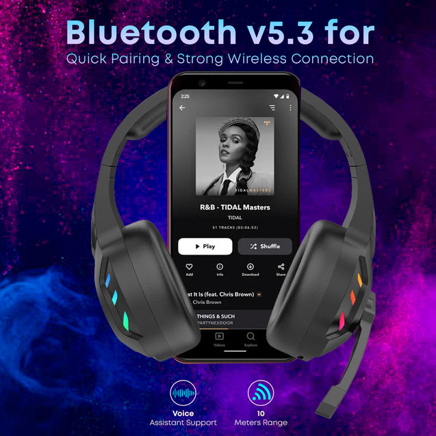 pTron Studio Pixel Over-Ear Gaming BT Headset (Black)
