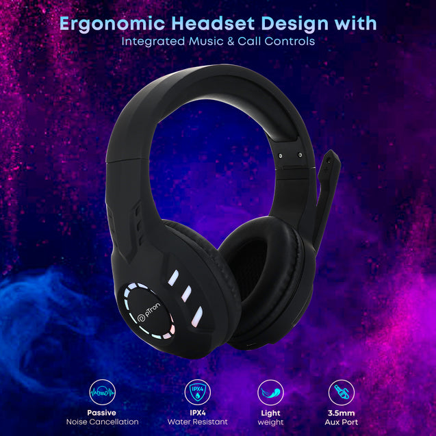 pTron Studio Pixel Over-Ear Gaming BT Headset (Black)