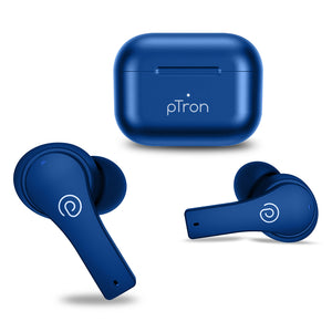 pTron Bassbuds Tango in-Ear TWS Earbuds, TruTalk AI-ENC Calls, Movie Mode, 40Hrs Playtime, Bluetooth 5.1 Headphone with HD Mics, Touch Control, IPX4 Water-Resistant & Type-C Fast Charging (Blue)