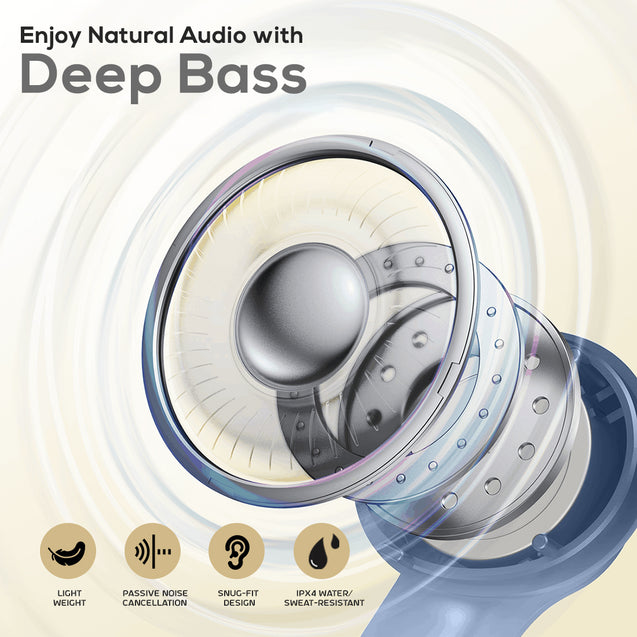 pTron Bassbuds Tango in-Ear TWS Earbuds, TruTalk AI-ENC Calls, Movie Mode, 40Hrs Playtime, Bluetooth 5.1 Headphone with HD Mics, Touch Control, IPX4 Water-Resistant & Type-C Fast Charging (Blue)