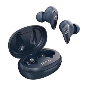 pTron Bassbuds Wave with TruTalk AI-ENC Calls, Movie/Music Modes, Deep Bass, BT5.3 Wireless Headphones, 40Hrs Combined Playtime, in-Ear TWS Earbuds, Touch Control, Type-C Fast Charging & IPX4 (Blue)
