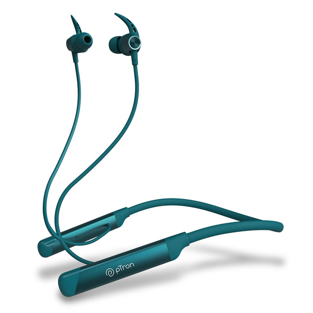 PTron Tangent Sports, BT5.2 Headphone, HD Mic, Dual Device Pairing, in-Ear Wireless Earphone (Green)