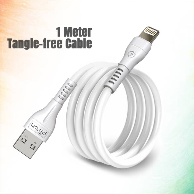 pTron Solero i241 1meter 2.4A Lighting to USB Fast Charging Data & Sync USB Cable Compatible for iPhone/iPad, Made in India Durable & Tangle-Free Charging Cable (White)